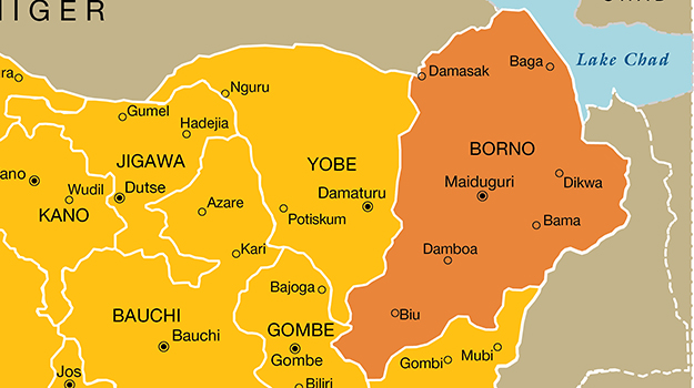 Borno map, Boko Haram region