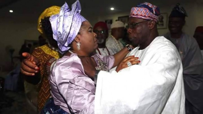 EXTRA: Obasanjo hugs Patience Jonathan