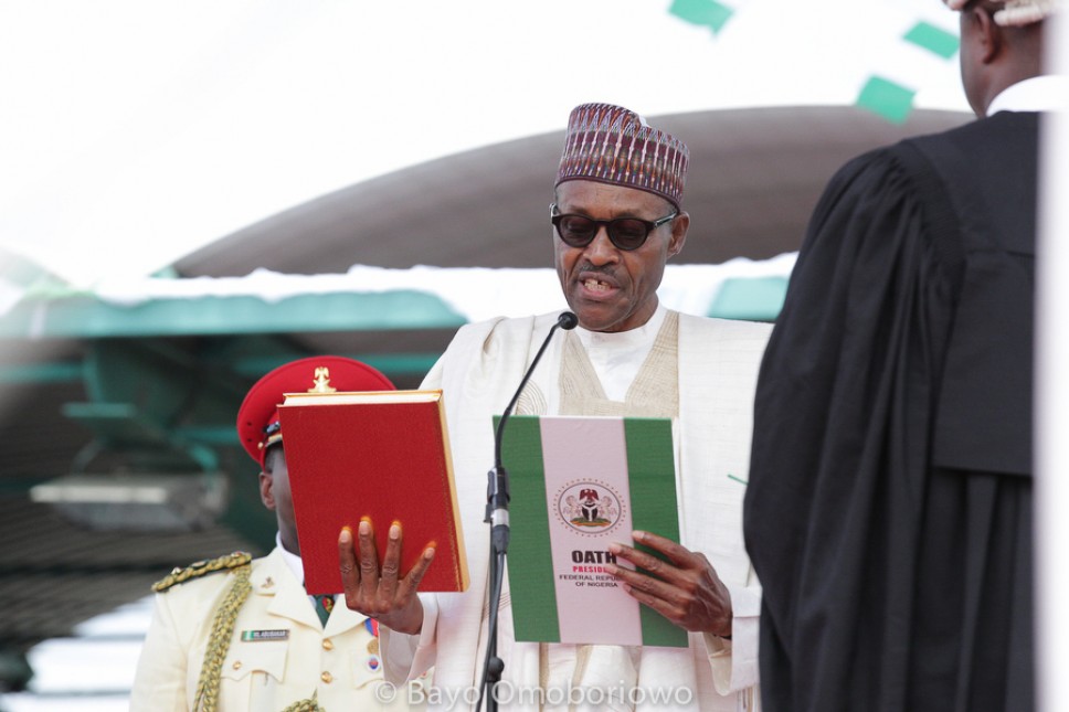 Muhammadu Buhari taking oath of office as the president of Federal Republic of Nigeria