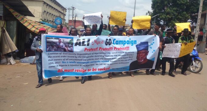 ‘Ali must go’: Protesters ask customs CG to step down