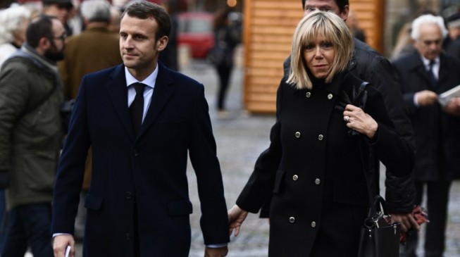 Emmanuel Macron and 65 years old wife