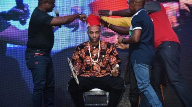 Image result for Thierry Henry crowned ‘igwe of football’ in Lagos pics