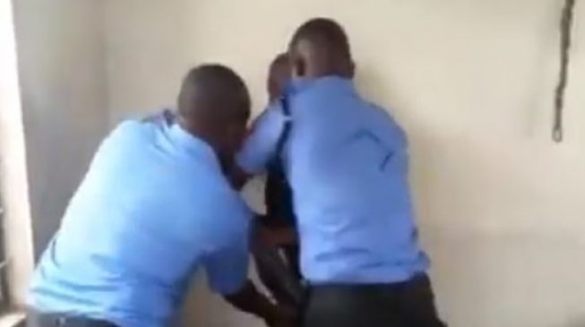 VIDEO: Aggrieved policemen disarm NSCDC official in a violent manner