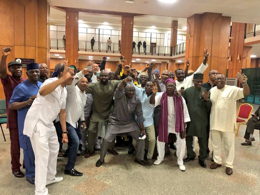 Image result for 170 PDP lawmakers block entrance to senate chamber