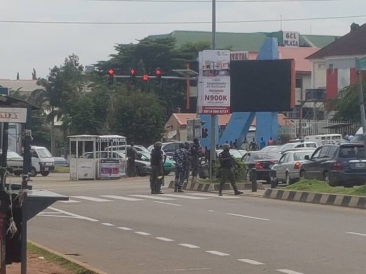 Police on the streets of Abuja during a Shiites protest in 2019