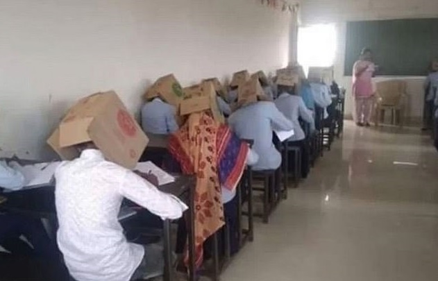 Students made to wear boxes on their heads during exam to prevent cheating