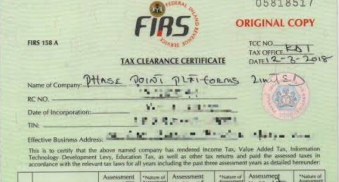FIRS loosens grip on tax certificate issuance — for 30 days