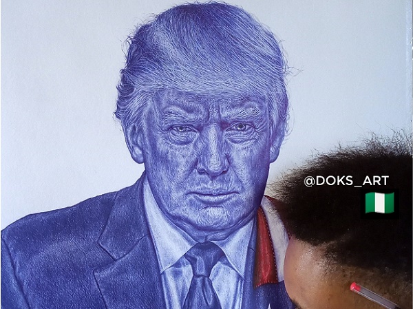 ‘Never give up your dream’ — Trump hails Nigerian artist who drew his portrait