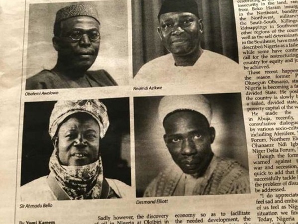 reactions as newspaper addresses Tafawa Balewa as Desmond Elliot