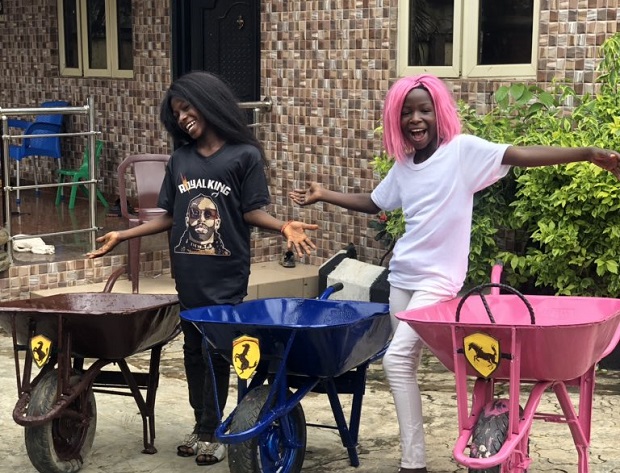 PHOTOS: Ikorodu Bois recreates DJ Cuppy, Temi Otedola’s Ferrari shoot