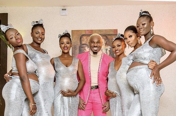 EXTRA: Pretty Mike attends Uchemba’s wedding with six pregnant baby mamas