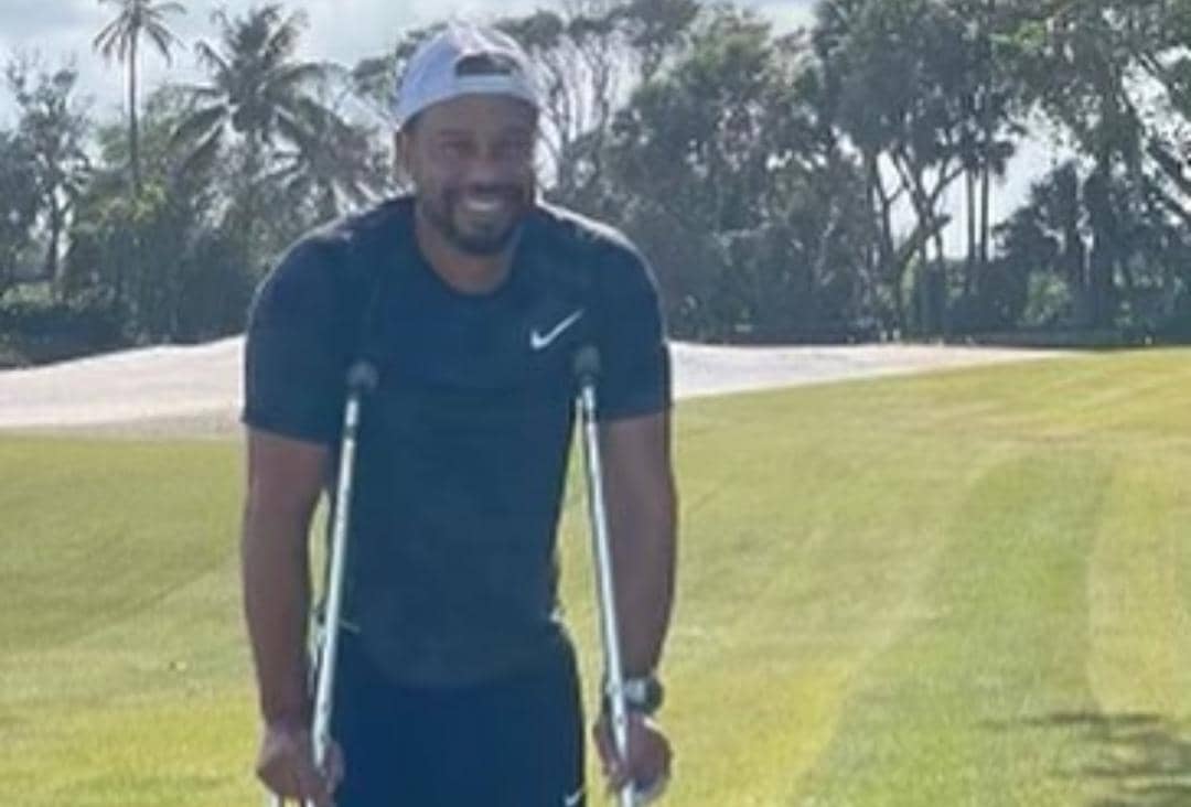 Tiger Woods pictured for first time since car crash