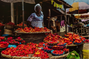 A tomato stall in the market