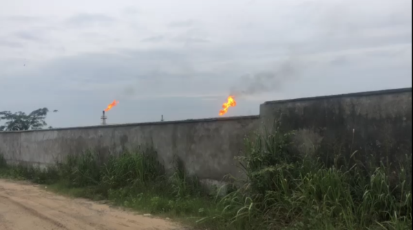 Open gas flare at Ebocha Oil Centre in Egbema