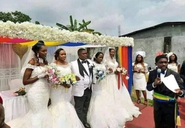 PHOTOS: Man marries four wives at once in Gabon