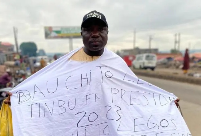 2023: Man treks from Bauchi to Lagos for Tinubu