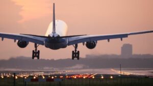 airplane taking off from a runway