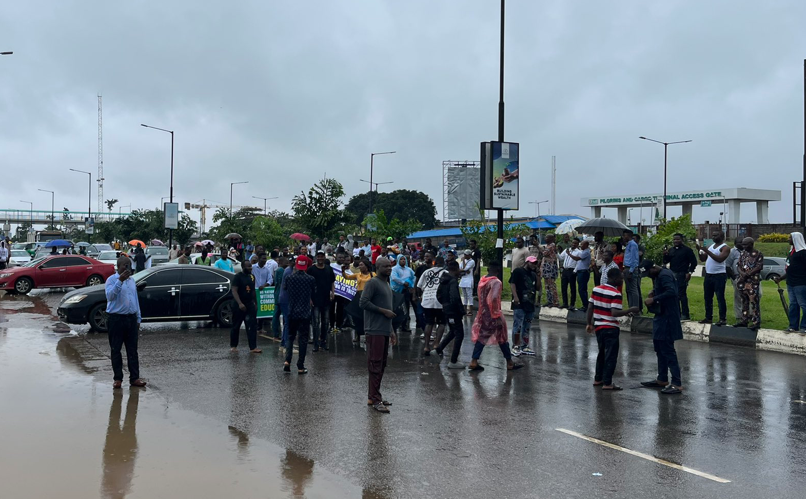 JUST IN: Gridlock as students block Lagos airport over ASUU strike