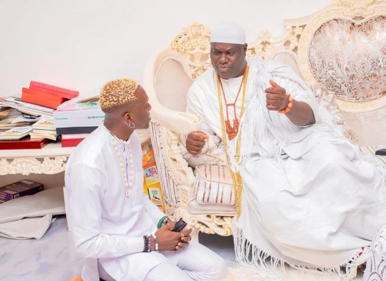 PHOTOS: BBNaija’s Hermes visits Ooni