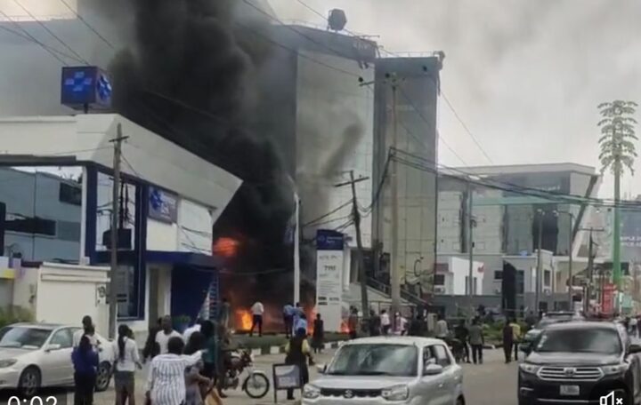 Lagos building on fire
