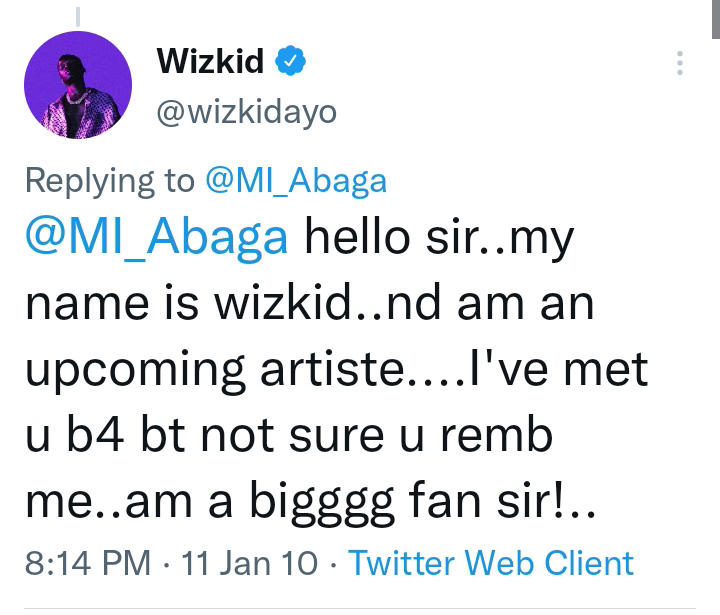 ‘Hello, sir… I’m a big fan’ — Wizkid’s 2010 tweet seeking MI’s attention goes viral