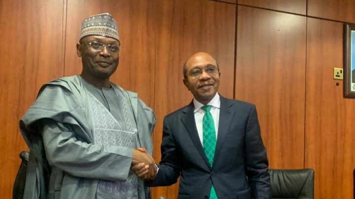 Mahmood Yakubu, INEC chairman and Godwin Emefiele, CBN governor