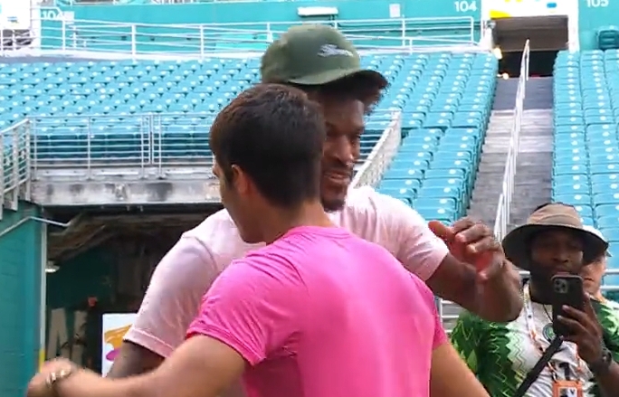 VIDEO: Photographer rocks Super Eagles jersey as NBA star Butler meets Alcaraz at Miami Open