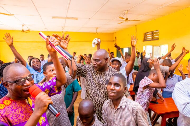 Biodun Oyebanji with special needs children