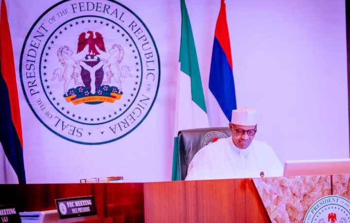 President Muhammadu Buhari at an FEC meeting