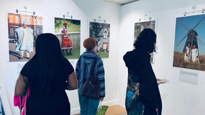 Art lovers at an exhibition by Tunde Alabi-Hundeyin at a gallery in the United Kingdom