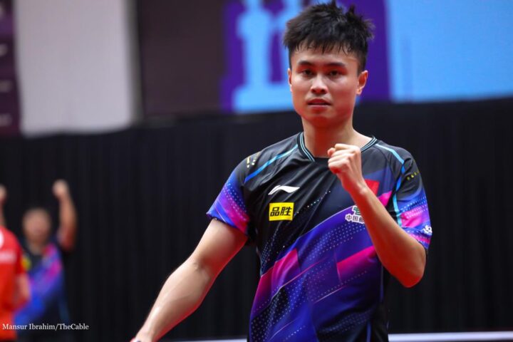 China's Zhou Qihao, winner of the men's singles at the 2023 World Table Tennis (WTT) Contender Lagos