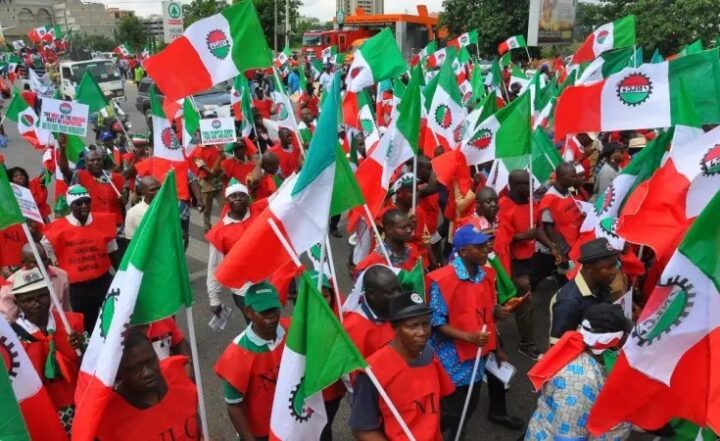 Nigeria Labour Congress (NLC) members with their flags