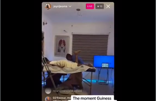 VIDEO: Nigerian lady attempting 72-hour massage to break world record collapses