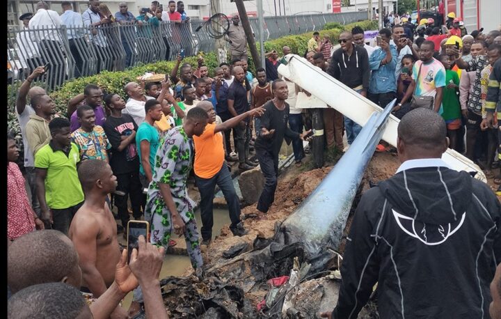 site where training jet crashed in Lagos