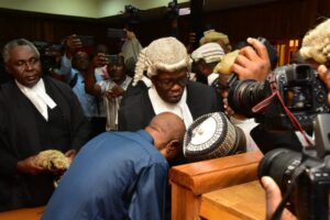 Godwin Emefiele, suspended governor, in court