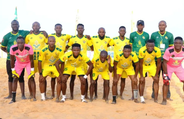 Players of the Kebbi Beach Soccer Club