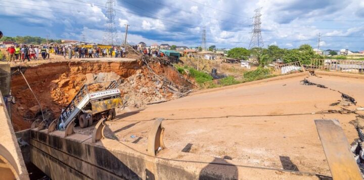 Scene of collapsed bridge in Enugu state