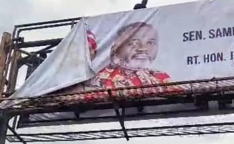 Destroyed billboard of Samuel Anyanwu