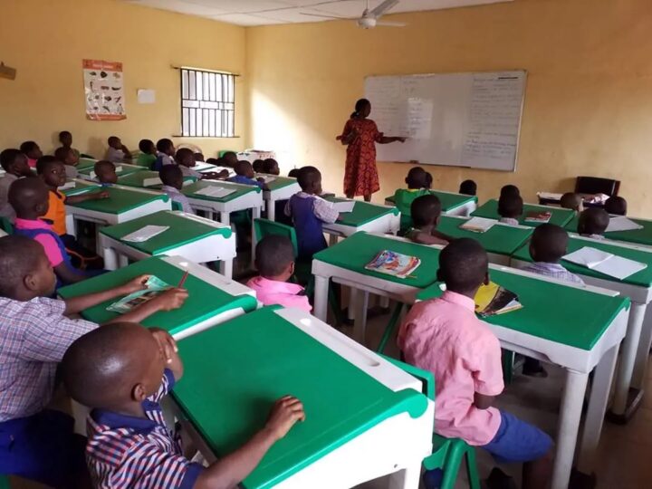 pupils in a classroo in a priary school in Enugu state