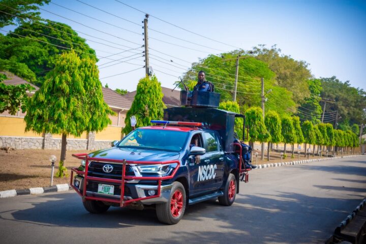 NSCDC officers in their vehicle