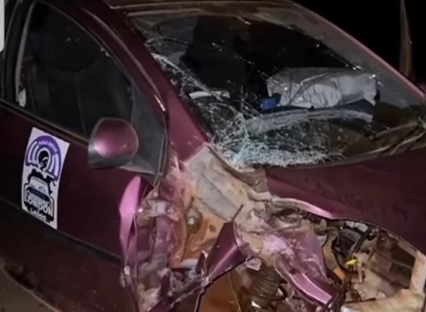 VIDEO: Lady driving from London to Lagos involved in accident