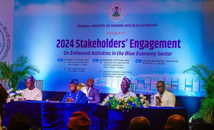 Gboyega Oyetola, minister of marine and blue economy in a stakeholders' engagement with fish dealers in Lagos