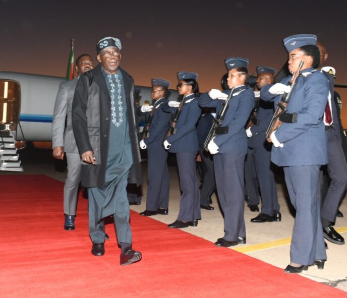 Pictures: President Bola Tinubu arrives in South Africa for Ramaphosa inauguration