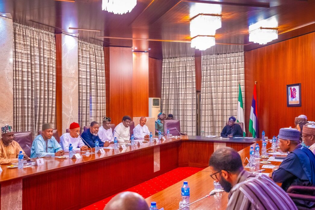 President Bola Tinubu presiding over the meeting with labour leaders at the State House on Thursday.