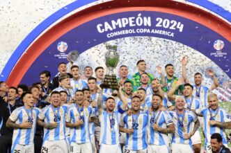 Messi and his Argentinian teammates lift 2024 Copa America trophy