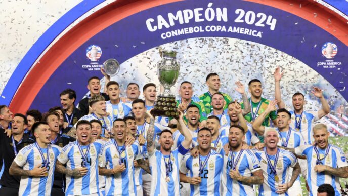 Messi and his Argentinian teammates lift 2024 Copa America trophy