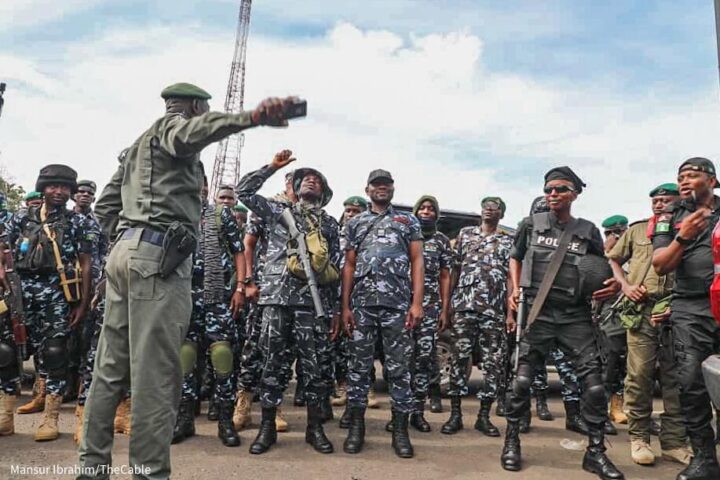 Police operatives deployed for a protes