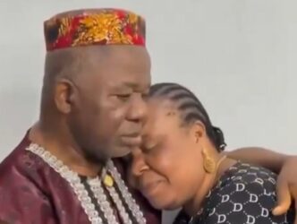 Chiwetalu hugs his wife Ngozi Agu