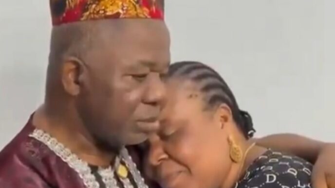 Chiwetalu hugs his wife Ngozi Agu