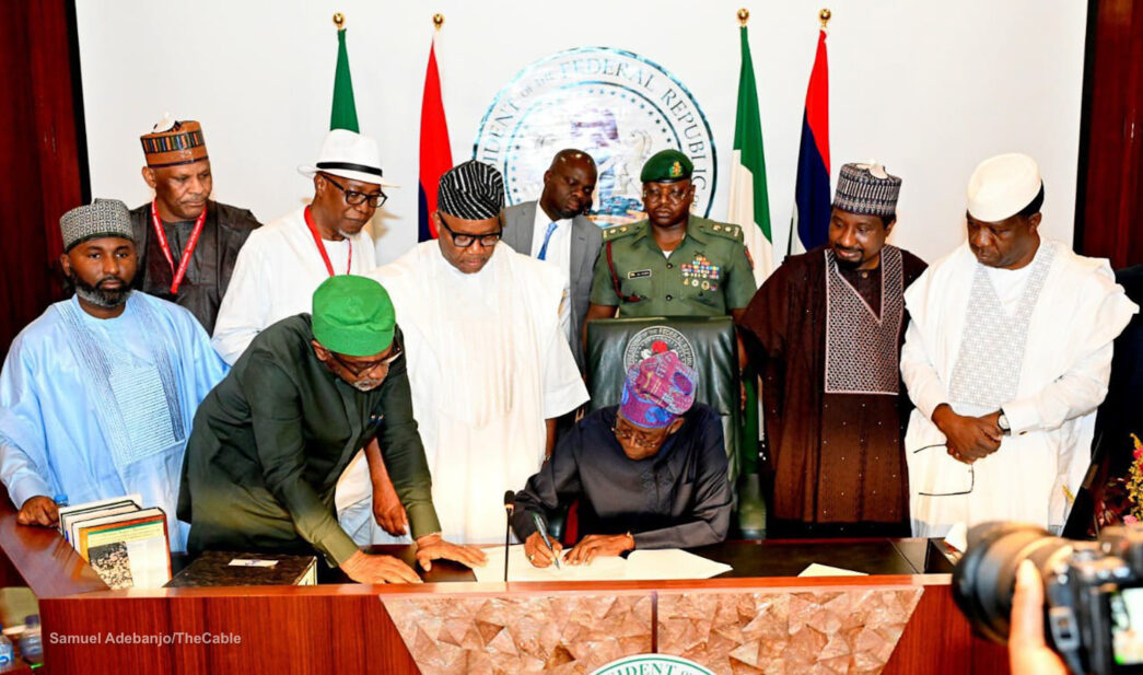 Tinubu signing minimum wage bill into law at presidential villa